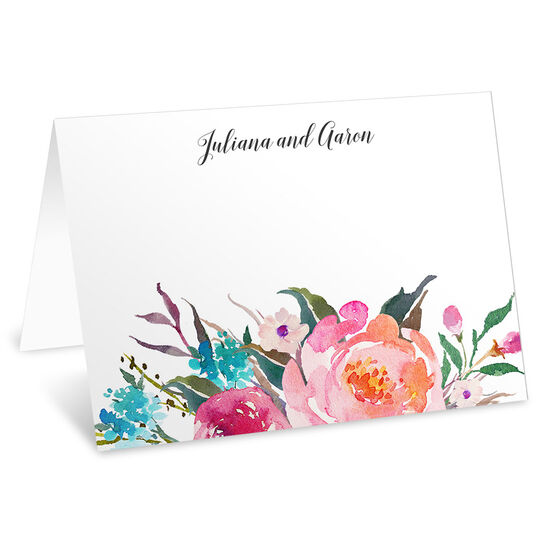 Watercolor Peony Spray Folded Place Cards